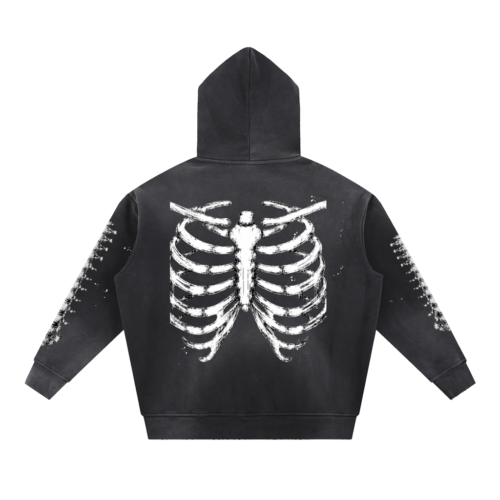 Vintage Washed Frayed Fleece Hoodie