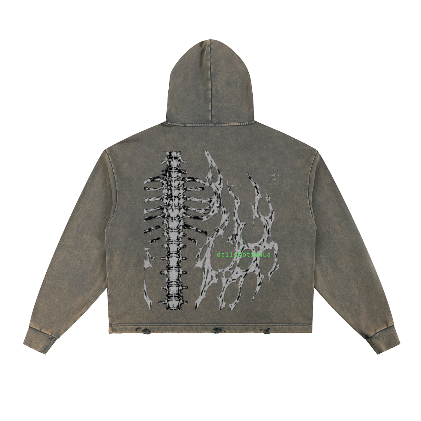 Vintage Washed Frayed-Hem Hoodie