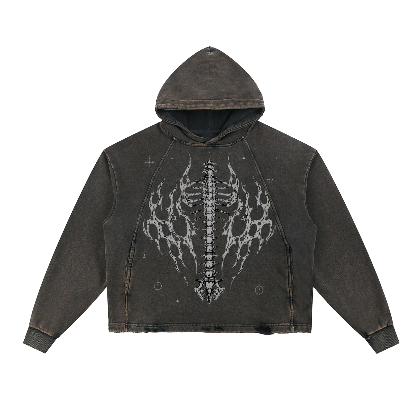 Vintage Washed Frayed-Hem Hoodie