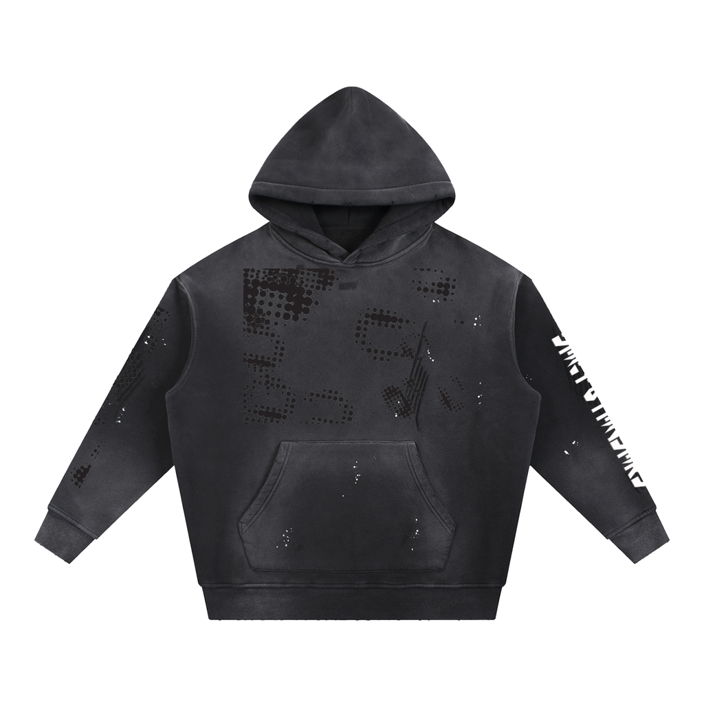 Vintage Washed Frayed Fleece Hoodie