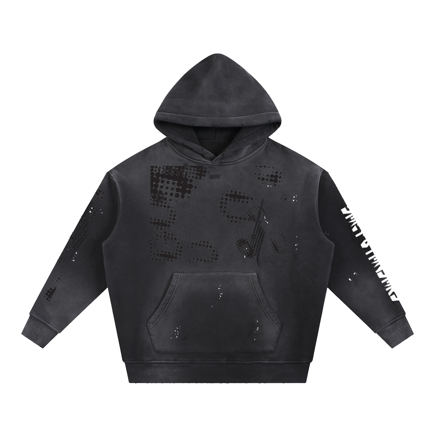 Vintage Washed Frayed Fleece Hoodie