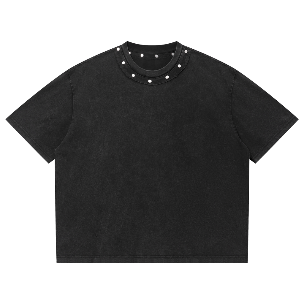Unisex Washed Boxy Studded T-Shirt
