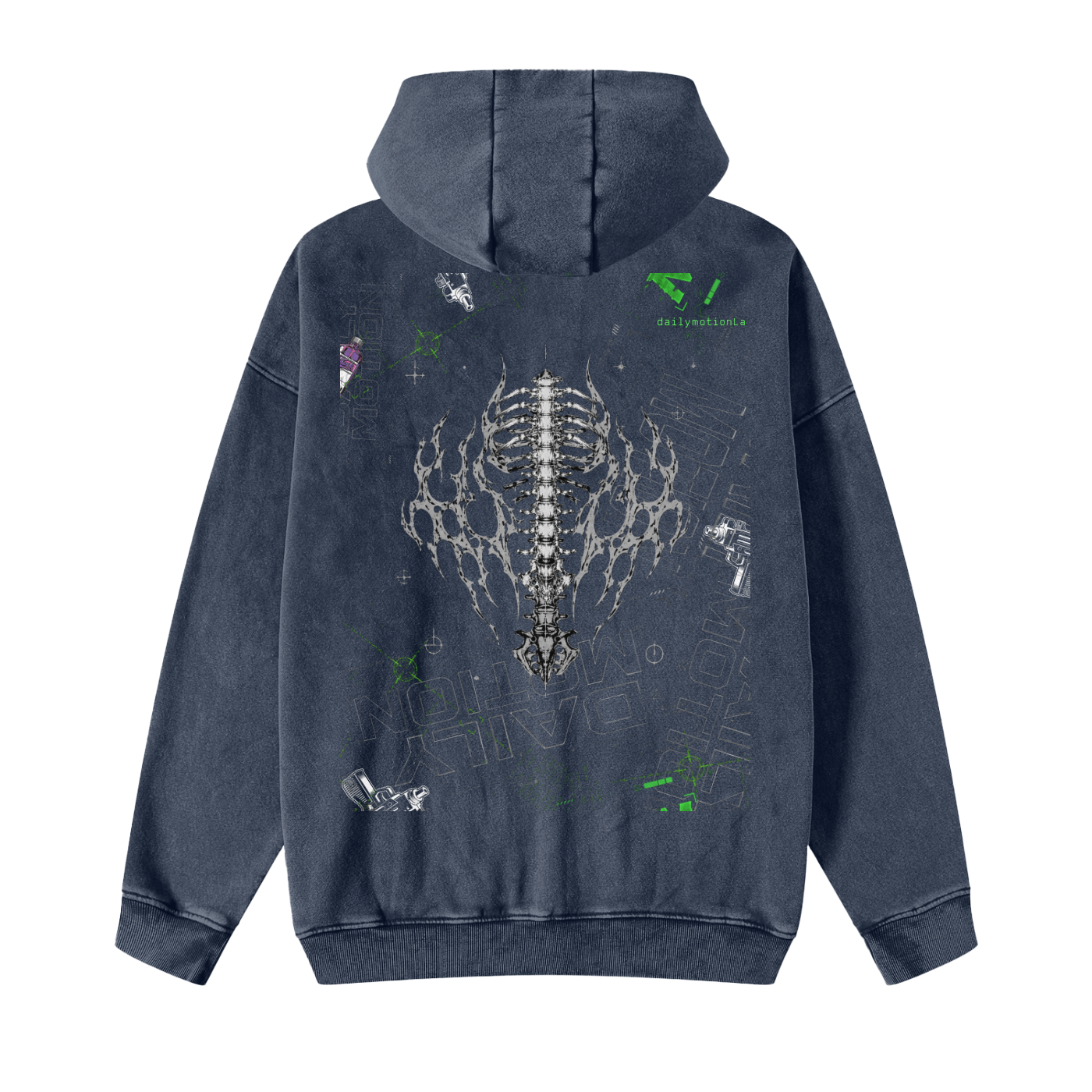 Snow Washed Zip-Through Fleece Hoodie
