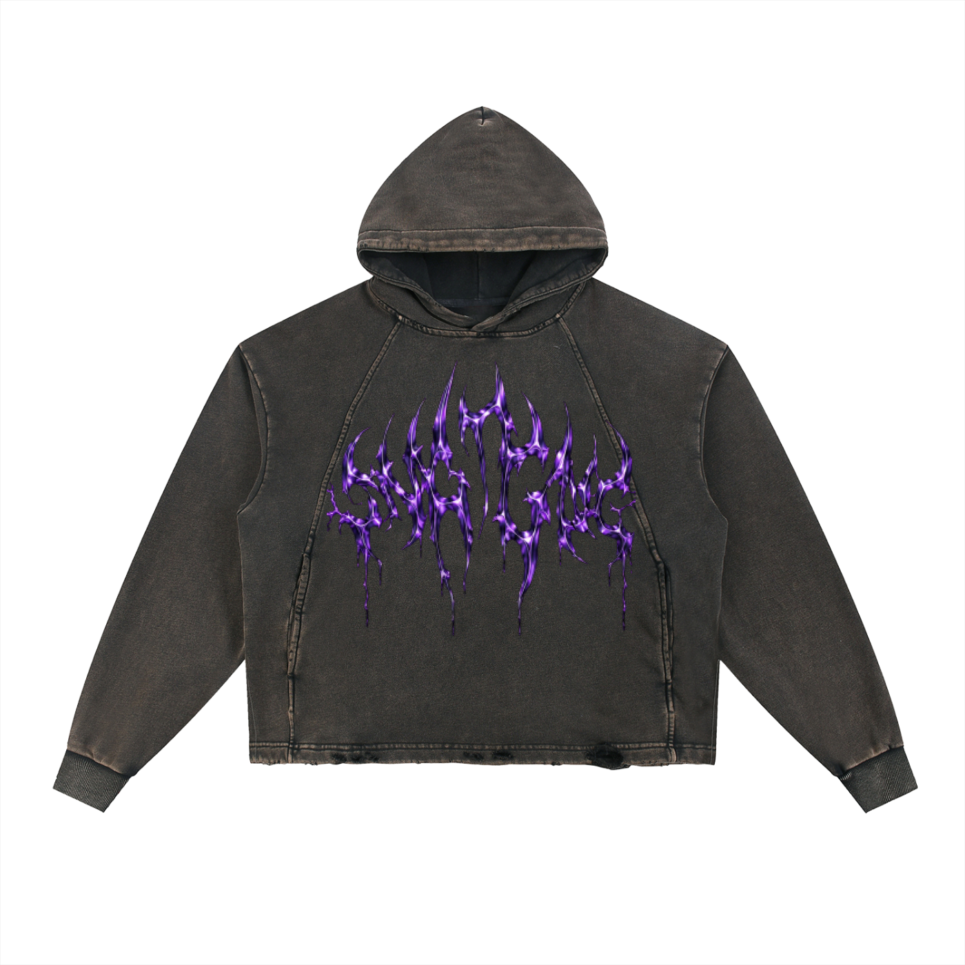 Vintage Washed Frayed-Hem Hoodie