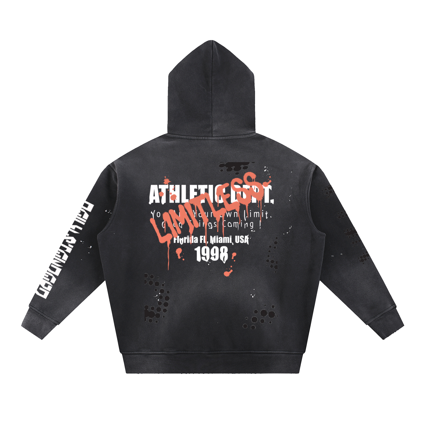 Vintage Washed Frayed Fleece Hoodie