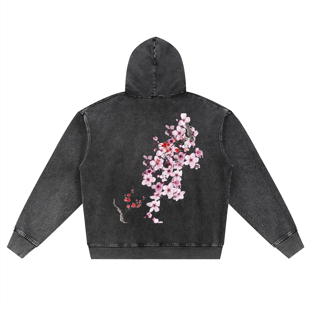 Snow Wash Oversized Zip-Up Hoodie