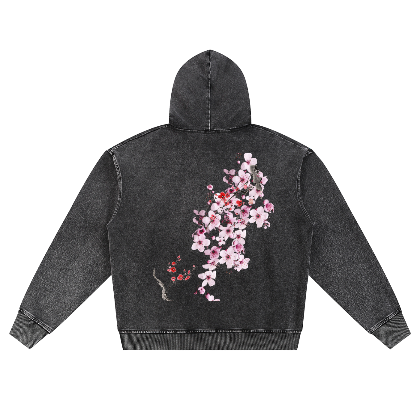 Snow Wash Oversized Zip-Up Hoodie
