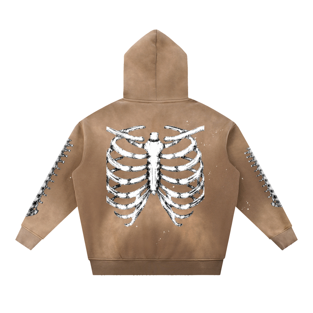 Vintage Washed Frayed Fleece Hoodie