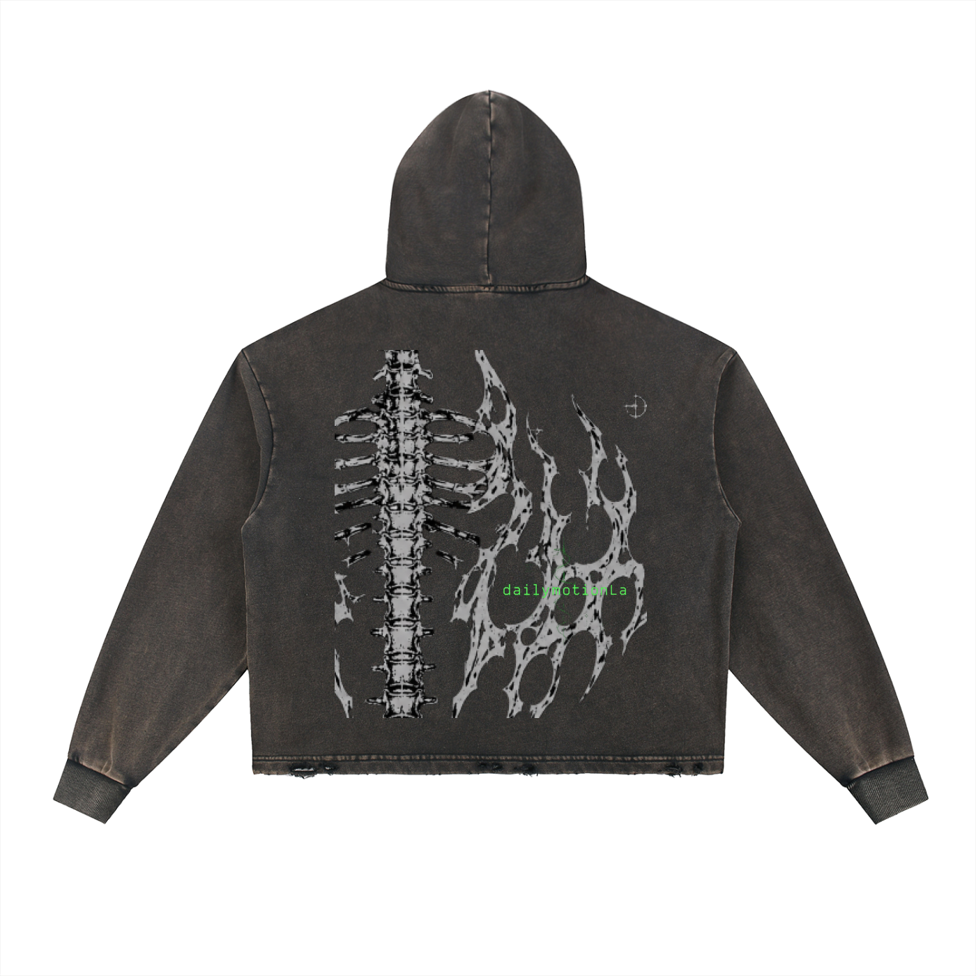 Vintage Washed Frayed-Hem Hoodie