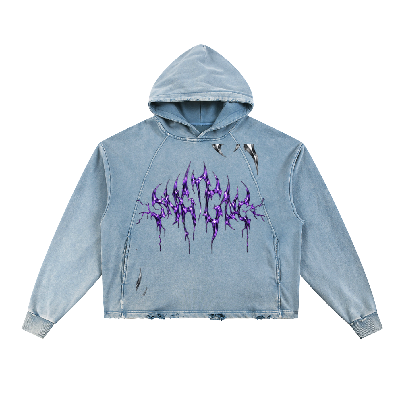 Vintage Washed Frayed-Hem Hoodie