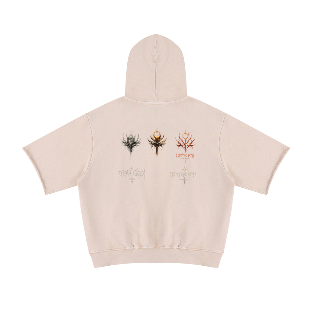 Unisex Mineral Wash Short Sleeve Hoodie