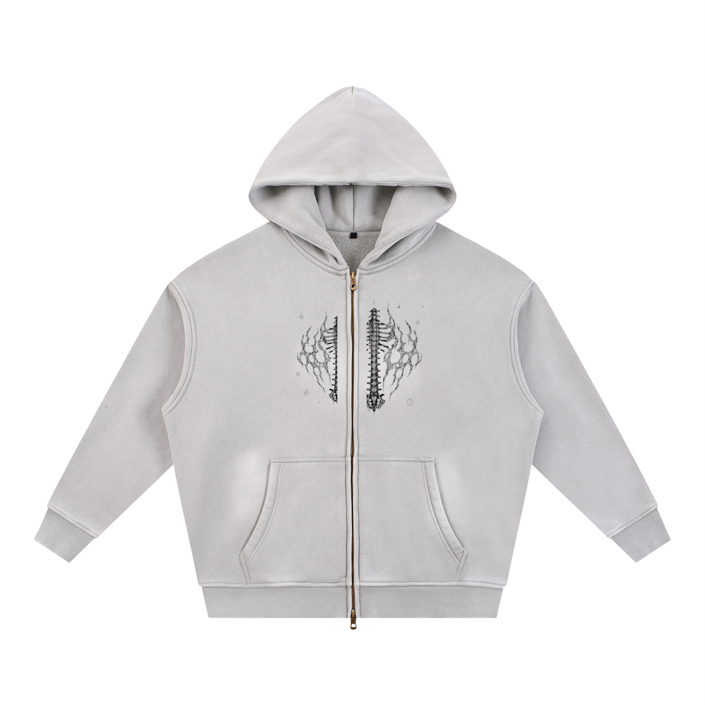 Sunfade Two-way Zipper Boxy Fleece Hoodie
