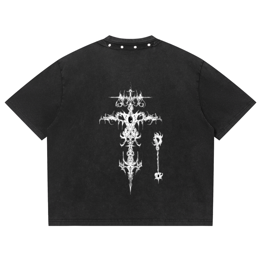 Unisex Washed Boxy Studded T-Shirt