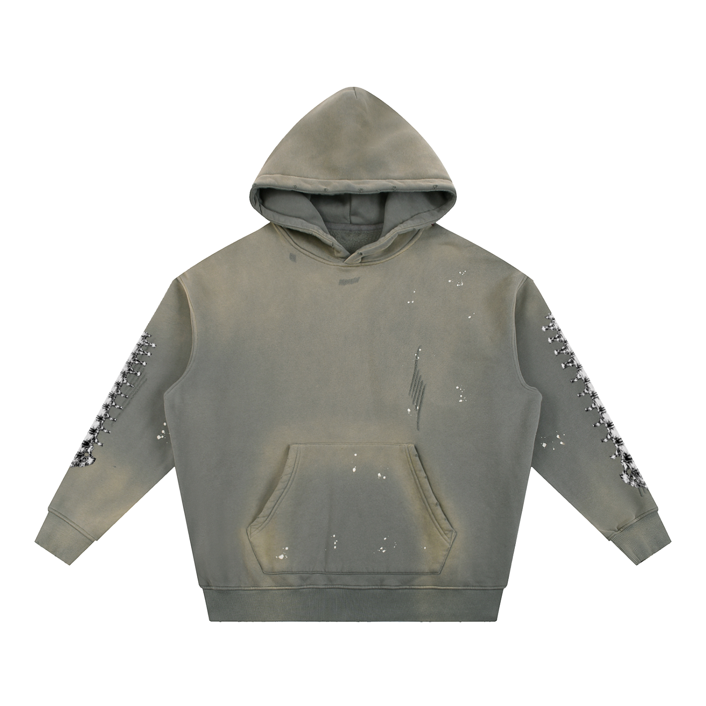 Vintage Washed Frayed Fleece Hoodie