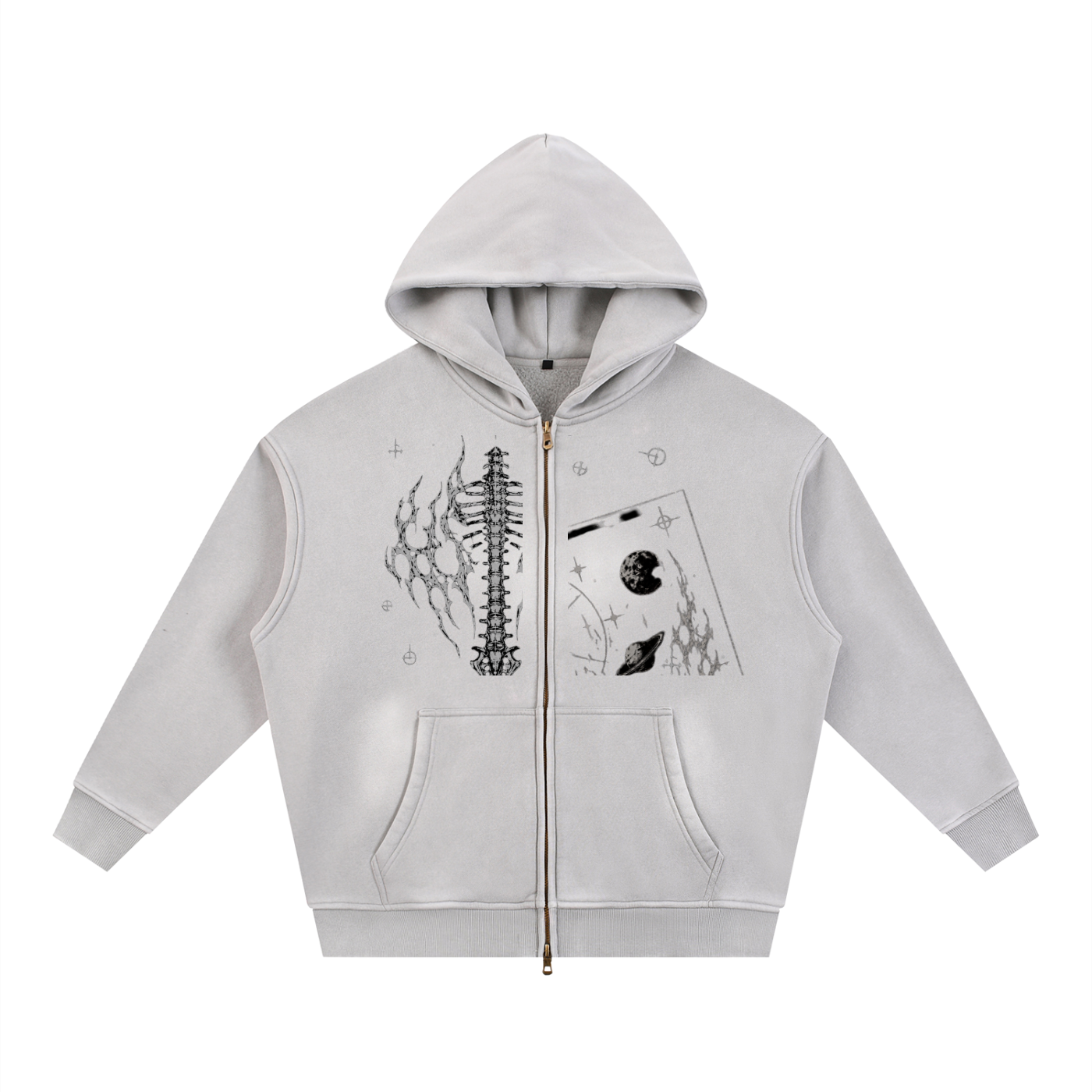 Sunfade Two-way Zipper Boxy Fleece Hoodie