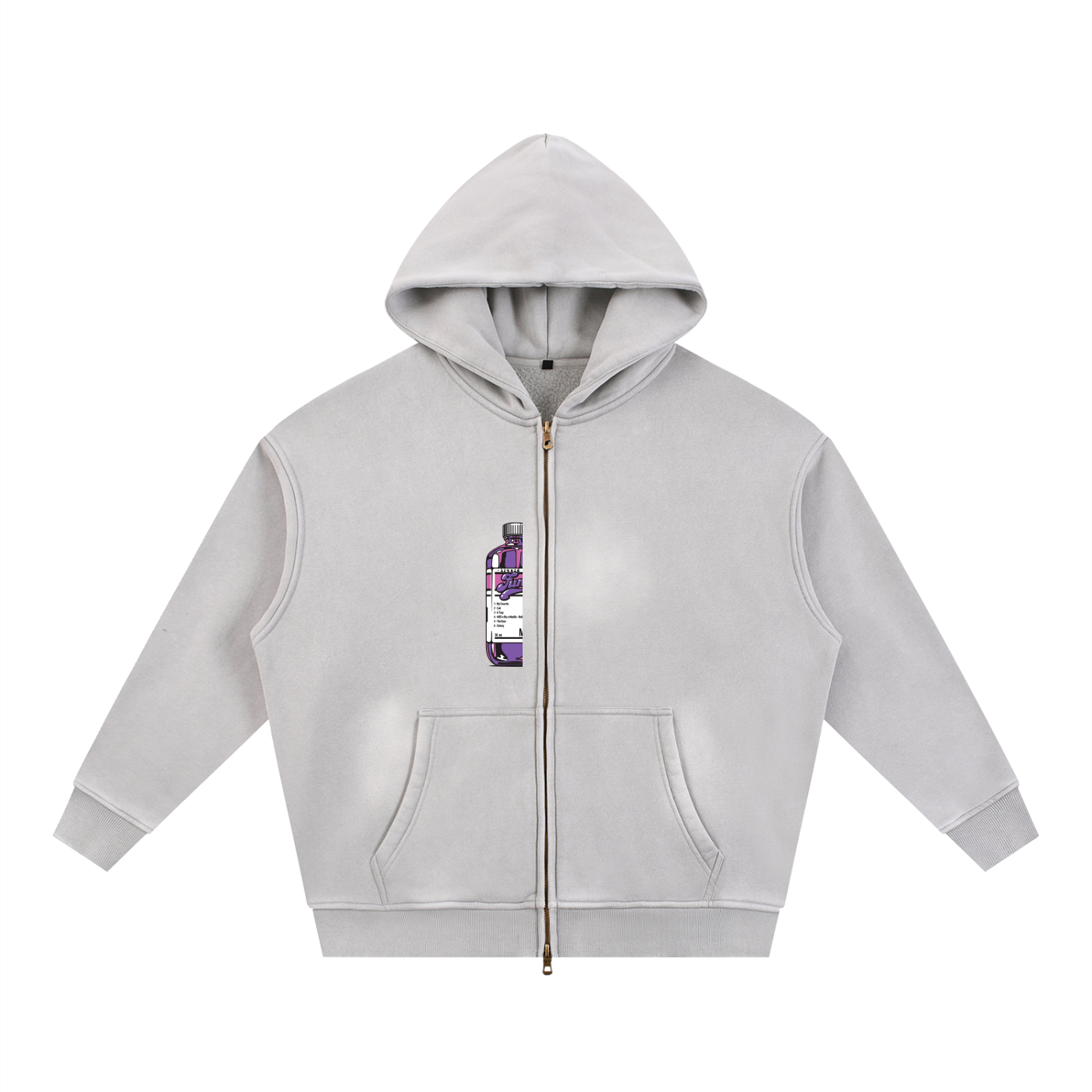 Sunfade Two-way Zipper Boxy Fleece Hoodie