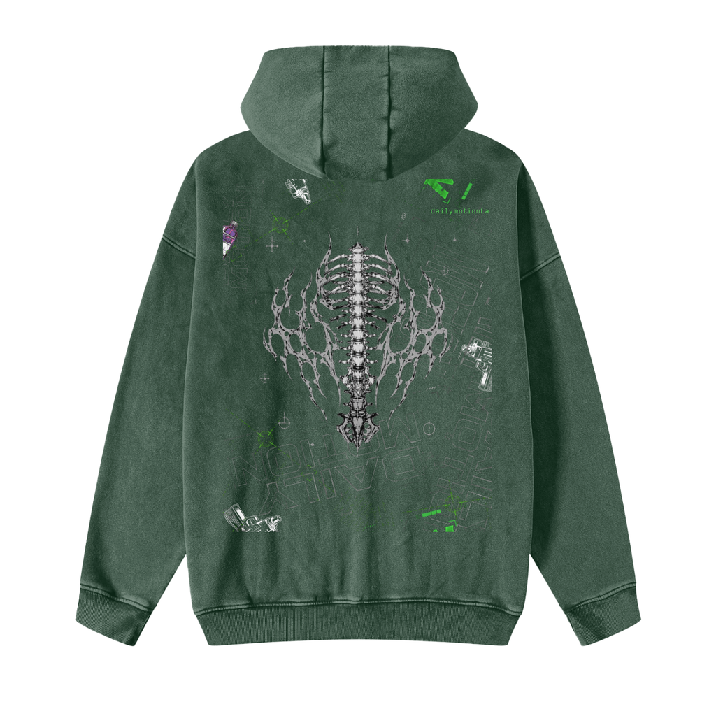 Snow Washed Zip-Through Fleece Hoodie