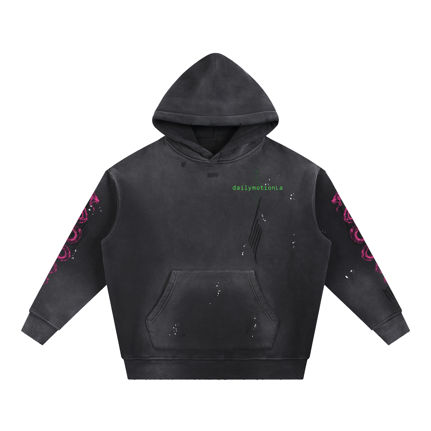 Vintage Washed Frayed Fleece Hoodie