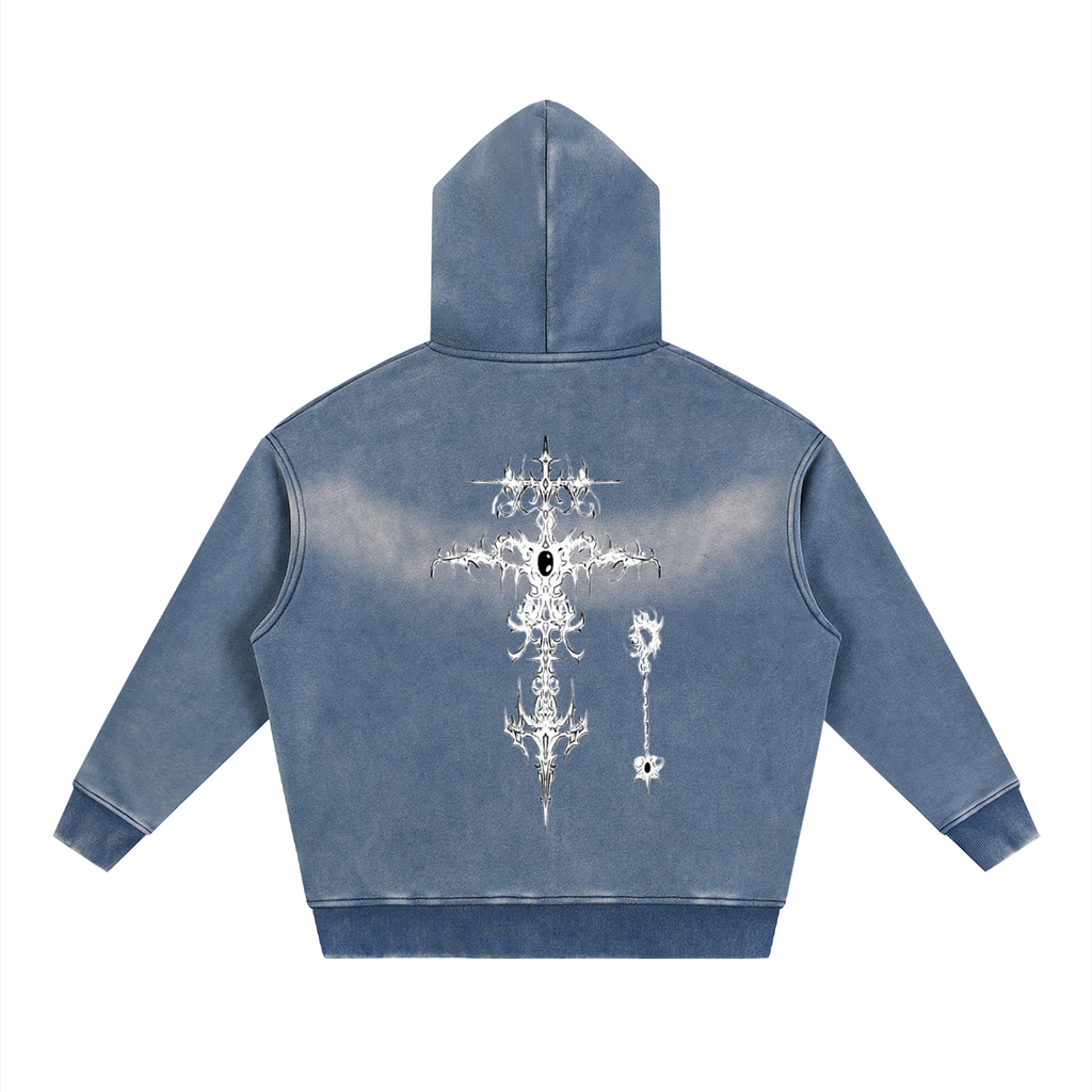 Sunfade Two-way Zipper Boxy Fleece Hoodie