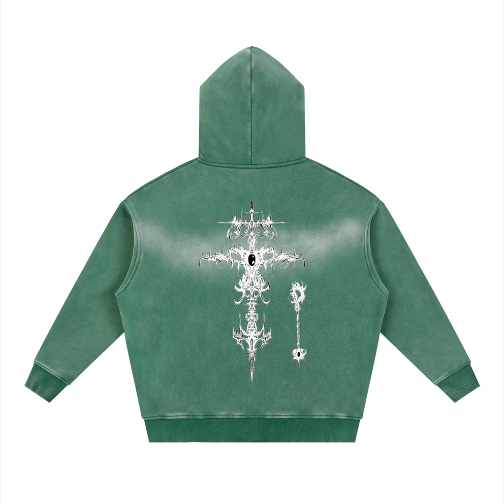 Sunfade Two-way Zipper Boxy Fleece Hoodie