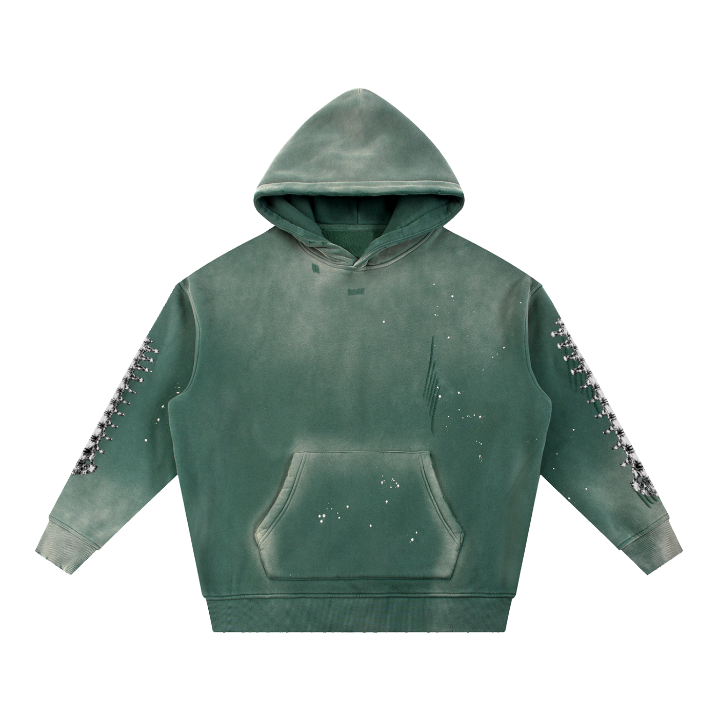 Vintage Washed Frayed Fleece Hoodie