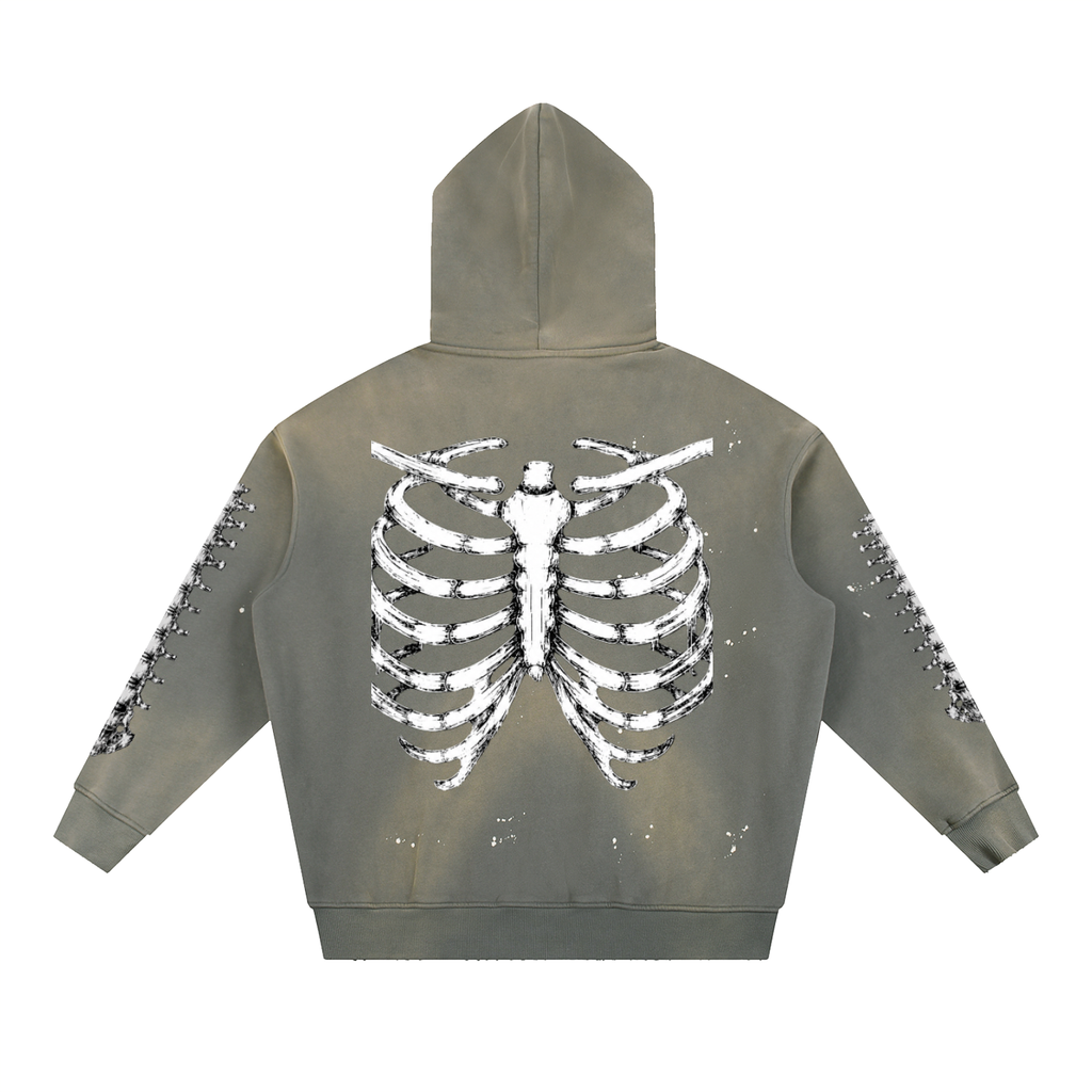 Vintage Washed Frayed Fleece Hoodie