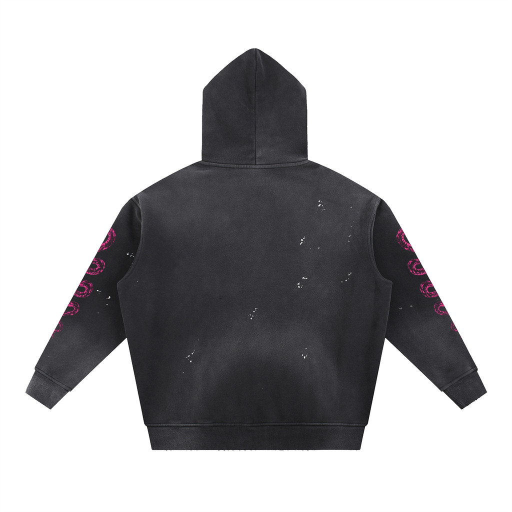 Vintage Washed Frayed Fleece Hoodie