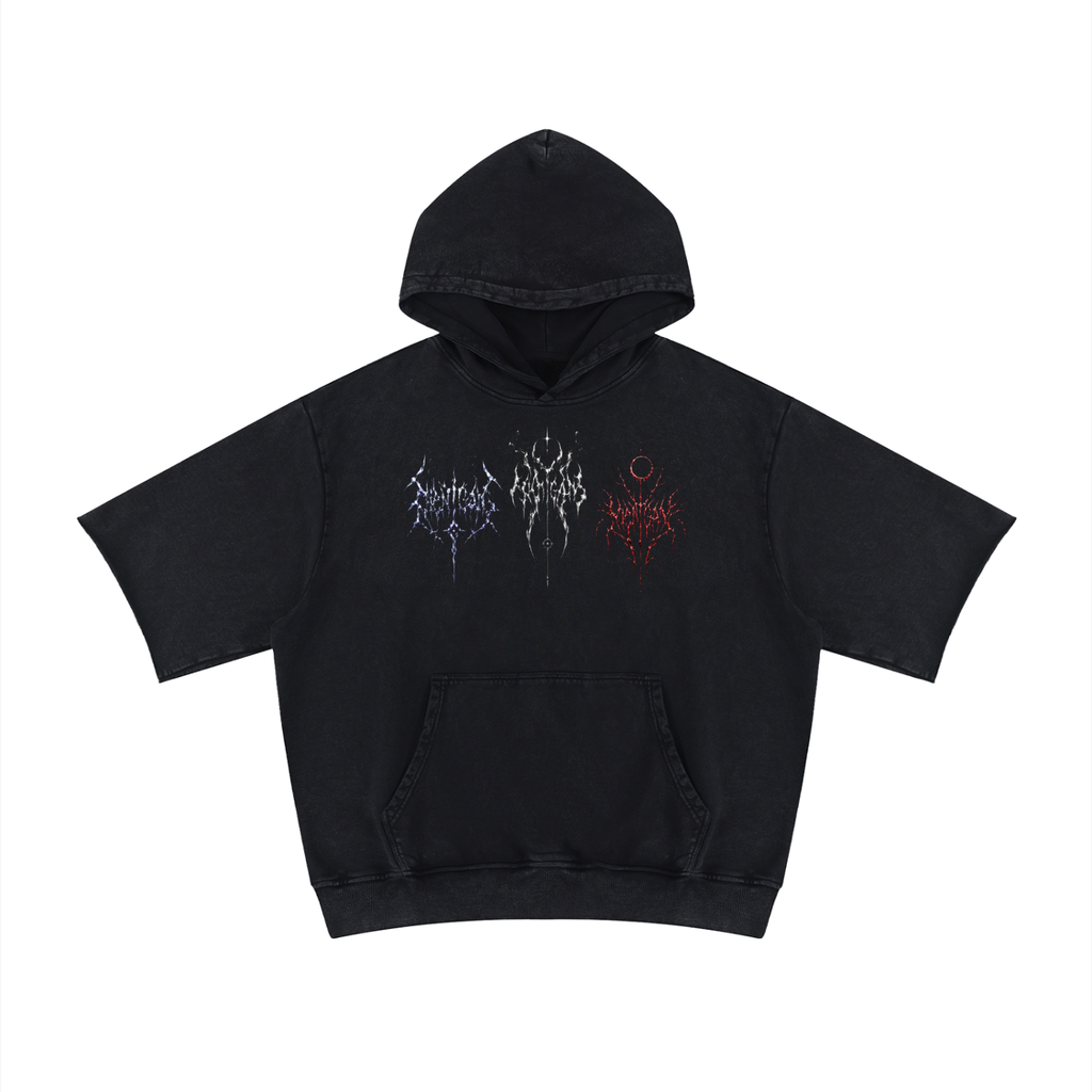 Unisex Mineral Wash Short Sleeve Hoodie