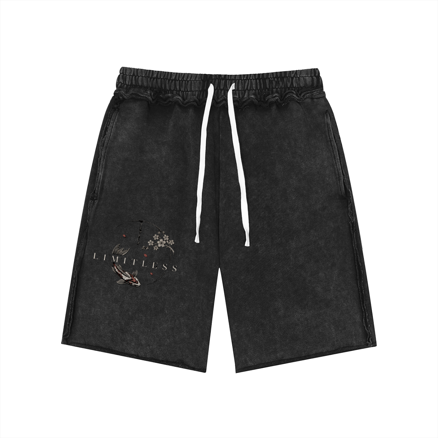 Unisex Mineral Wash Raw Edge Shorts