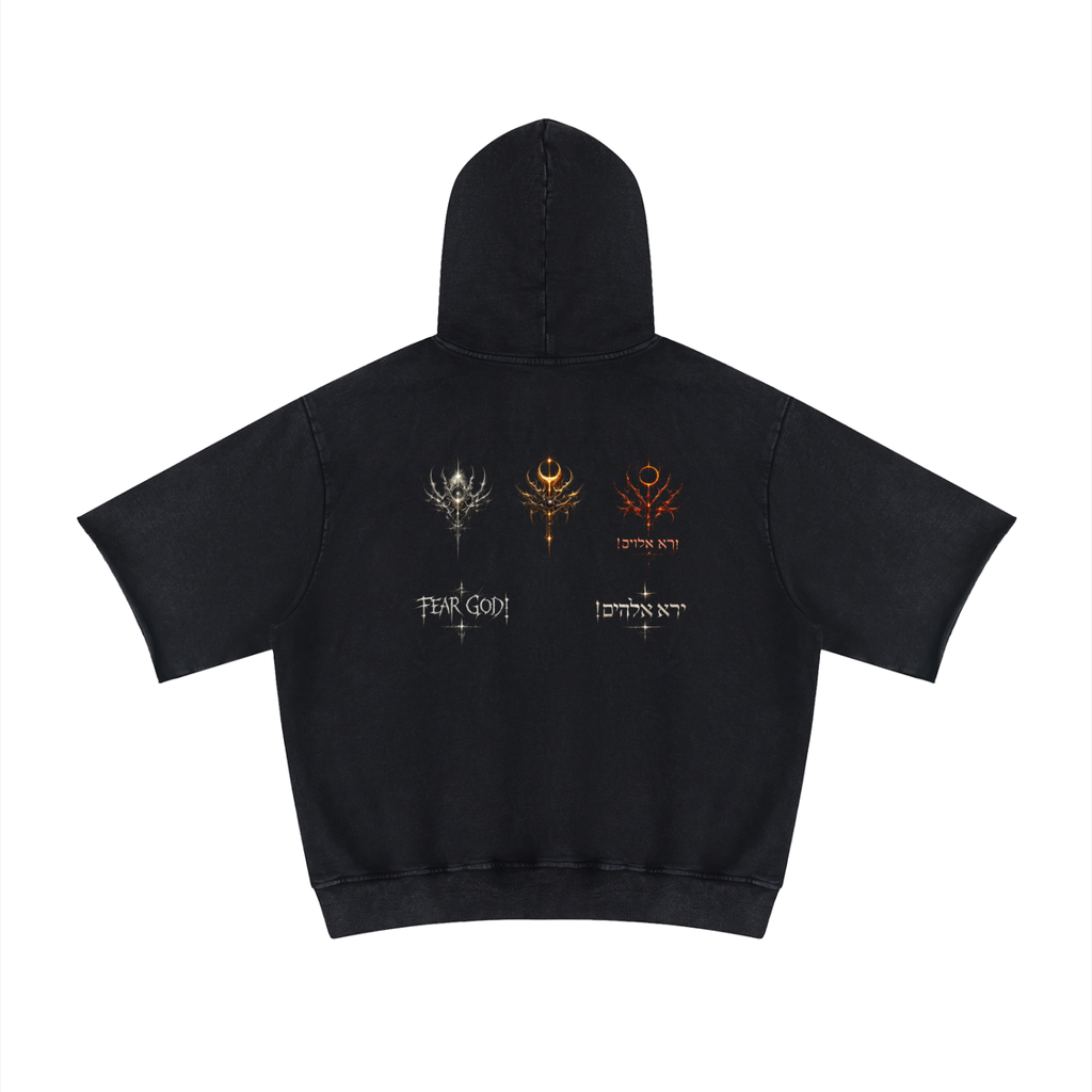 Unisex Mineral Wash Short Sleeve Hoodie