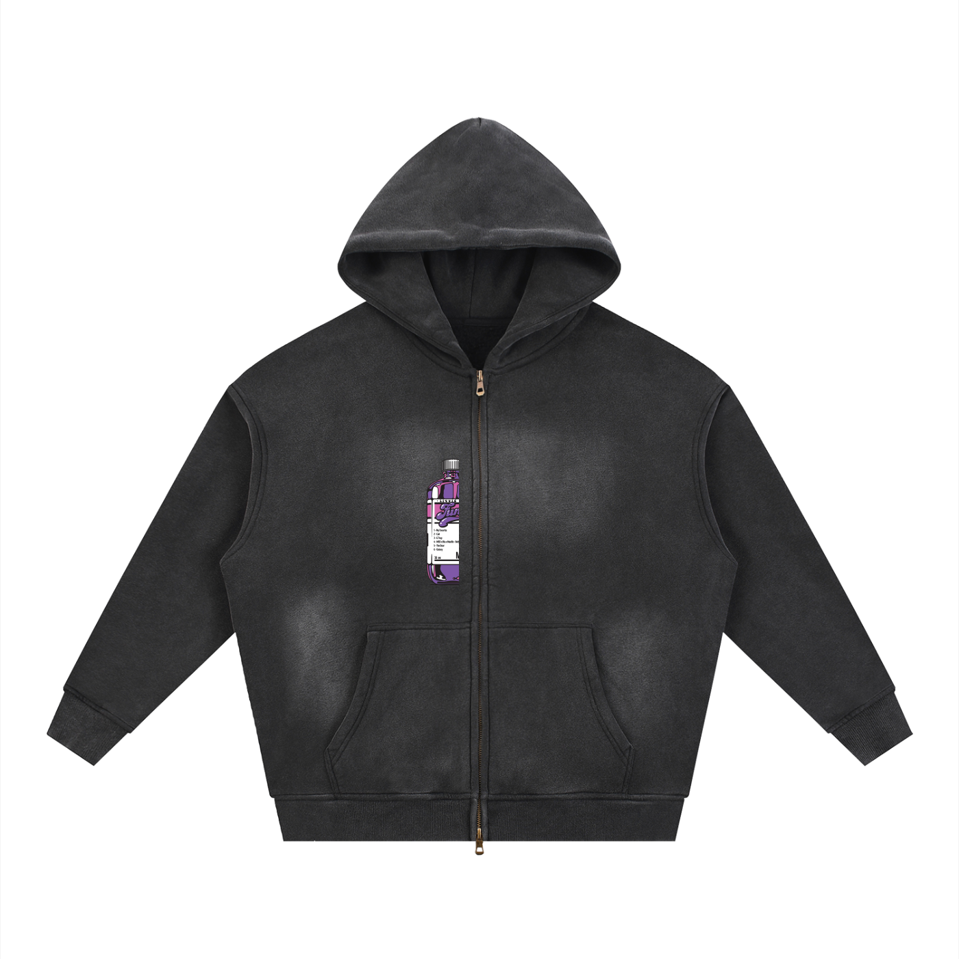 Sunfade Two-way Zipper Boxy Fleece Hoodie