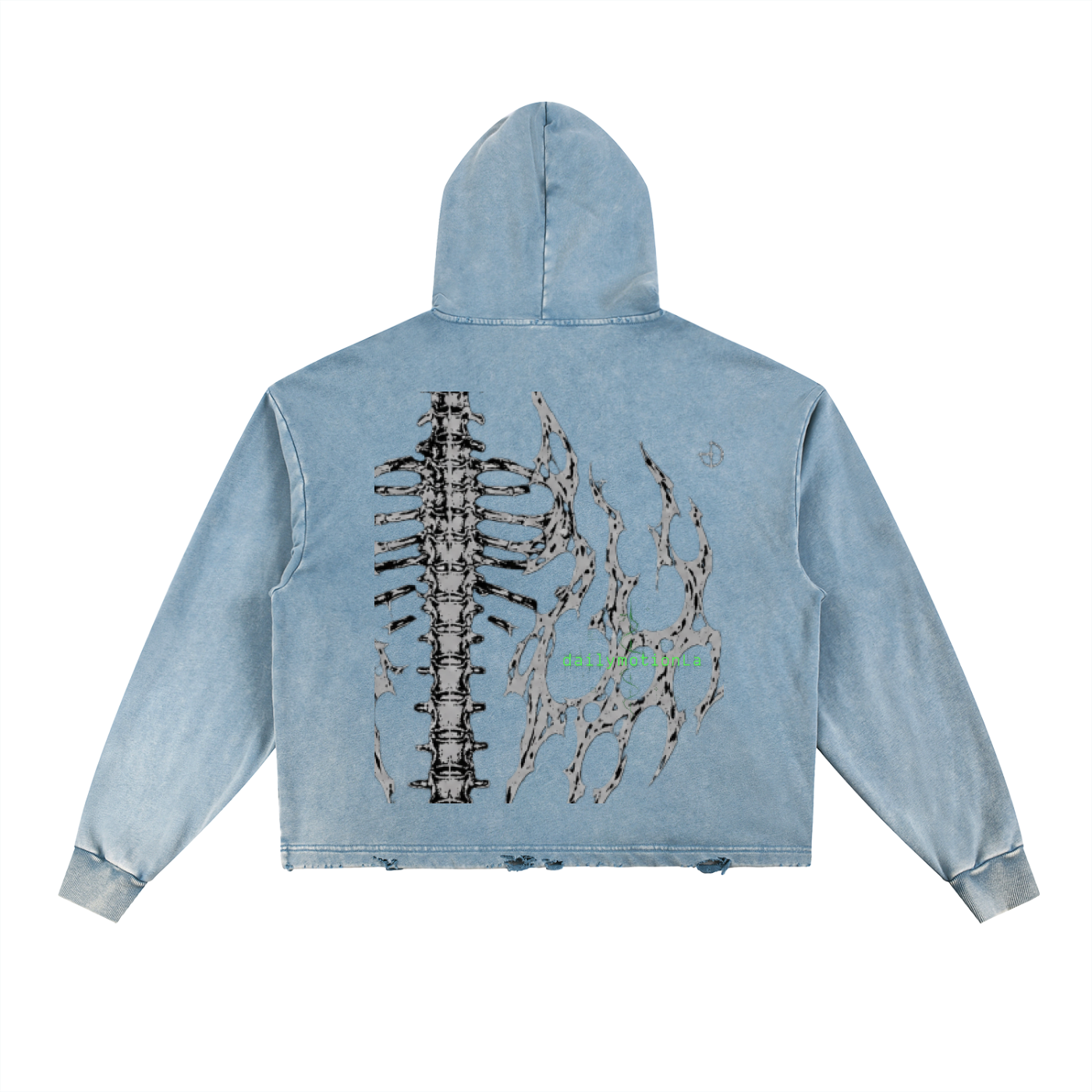Vintage Washed Frayed-Hem Hoodie