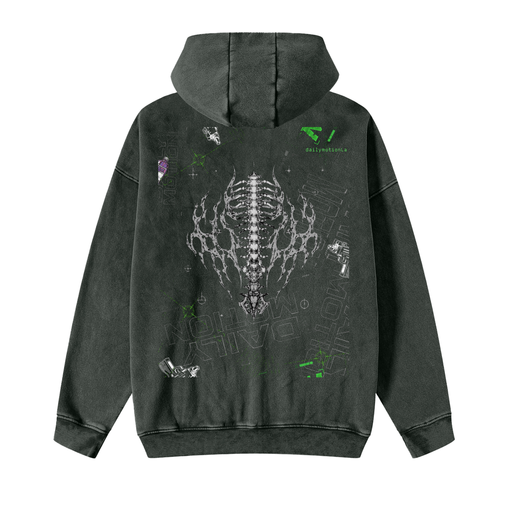 Snow Washed Zip-Through Fleece Hoodie