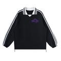 Contrast Striped Lapel Collar Sweatshirt