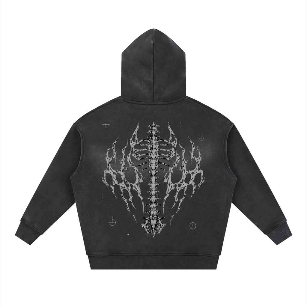 Sunfade Two-way Zipper Boxy Fleece Hoodie