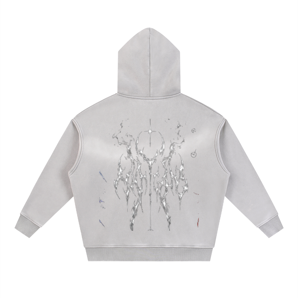 Sunfade Two-way Zipper Boxy Fleece Hoodie