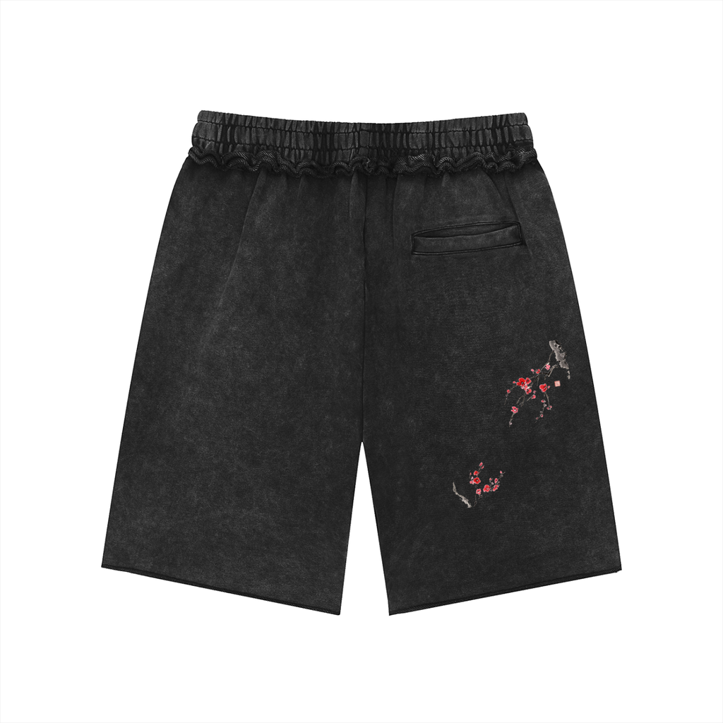 Unisex Mineral Wash Raw Edge Shorts