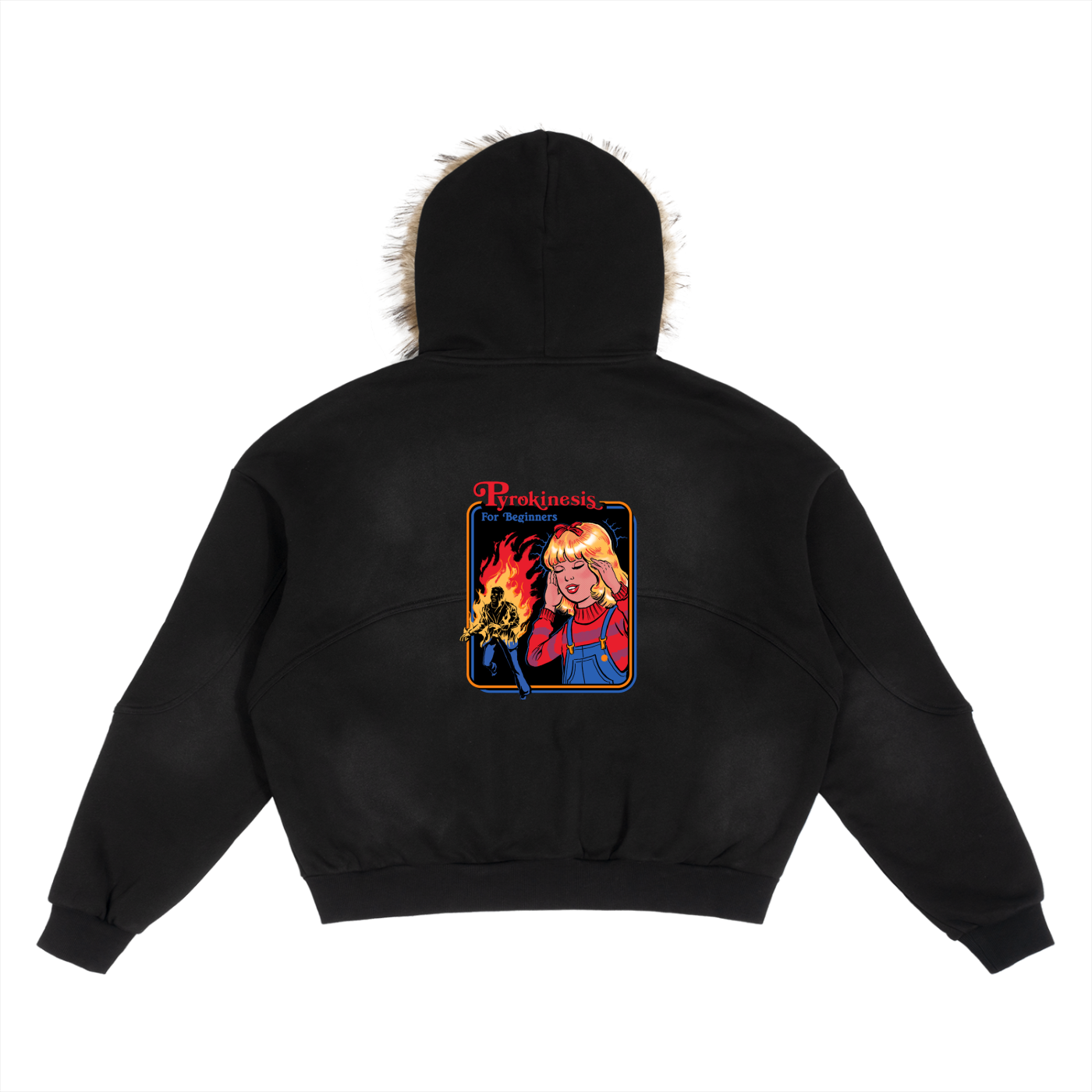 Sun Fade Boxy Detachable Fur Hoodie