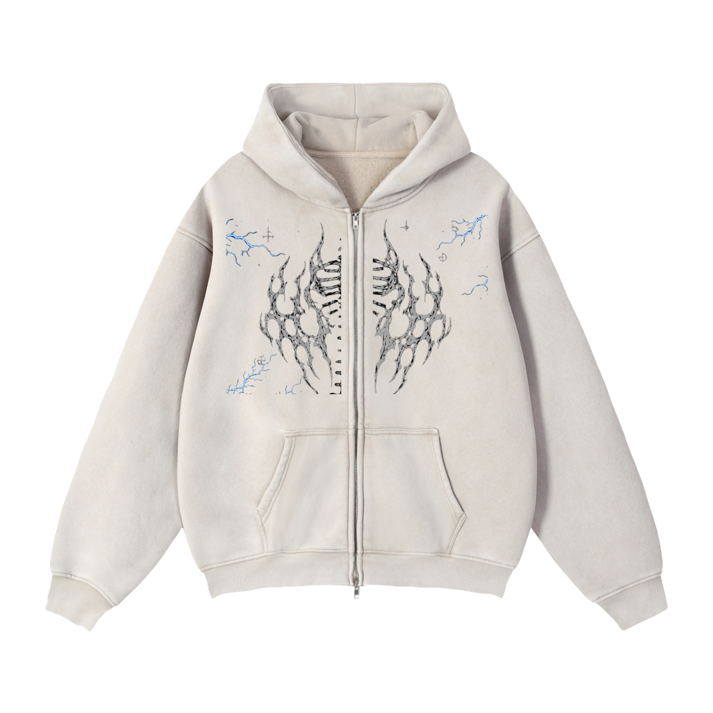 Zip-Through Boxy Fleece Hoodie