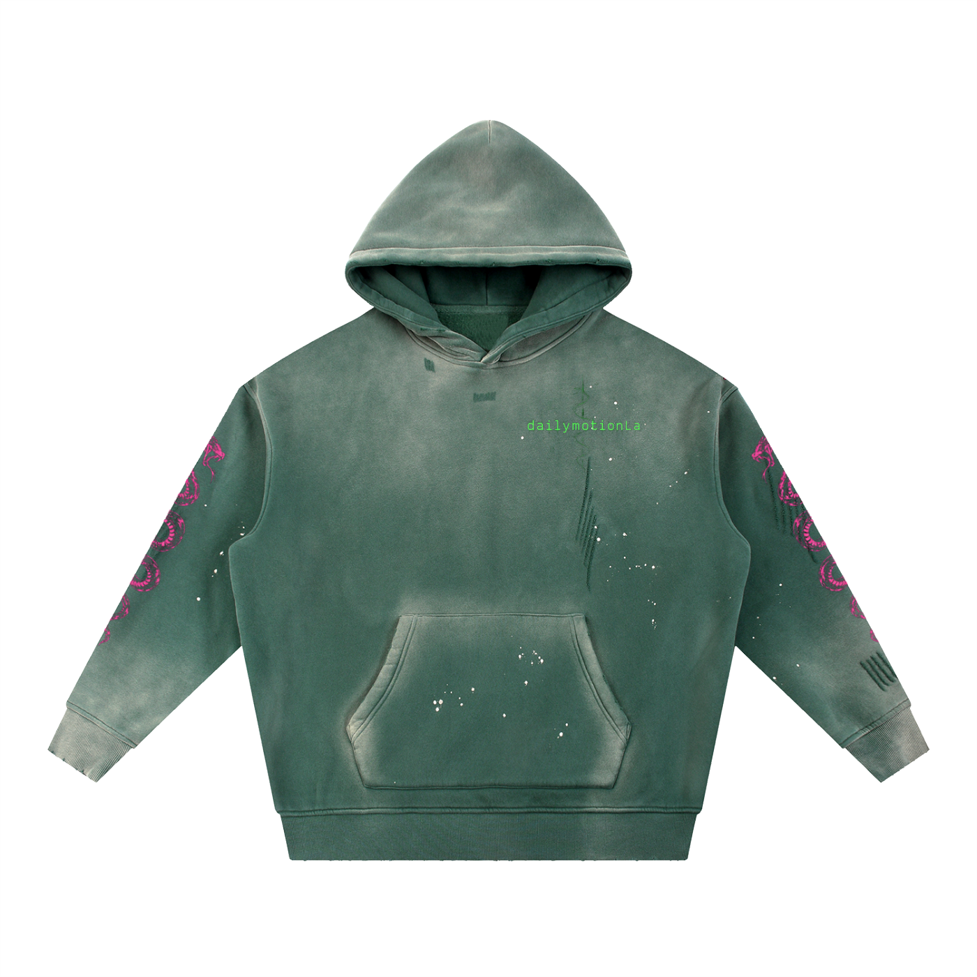 Vintage Washed Frayed Fleece Hoodie