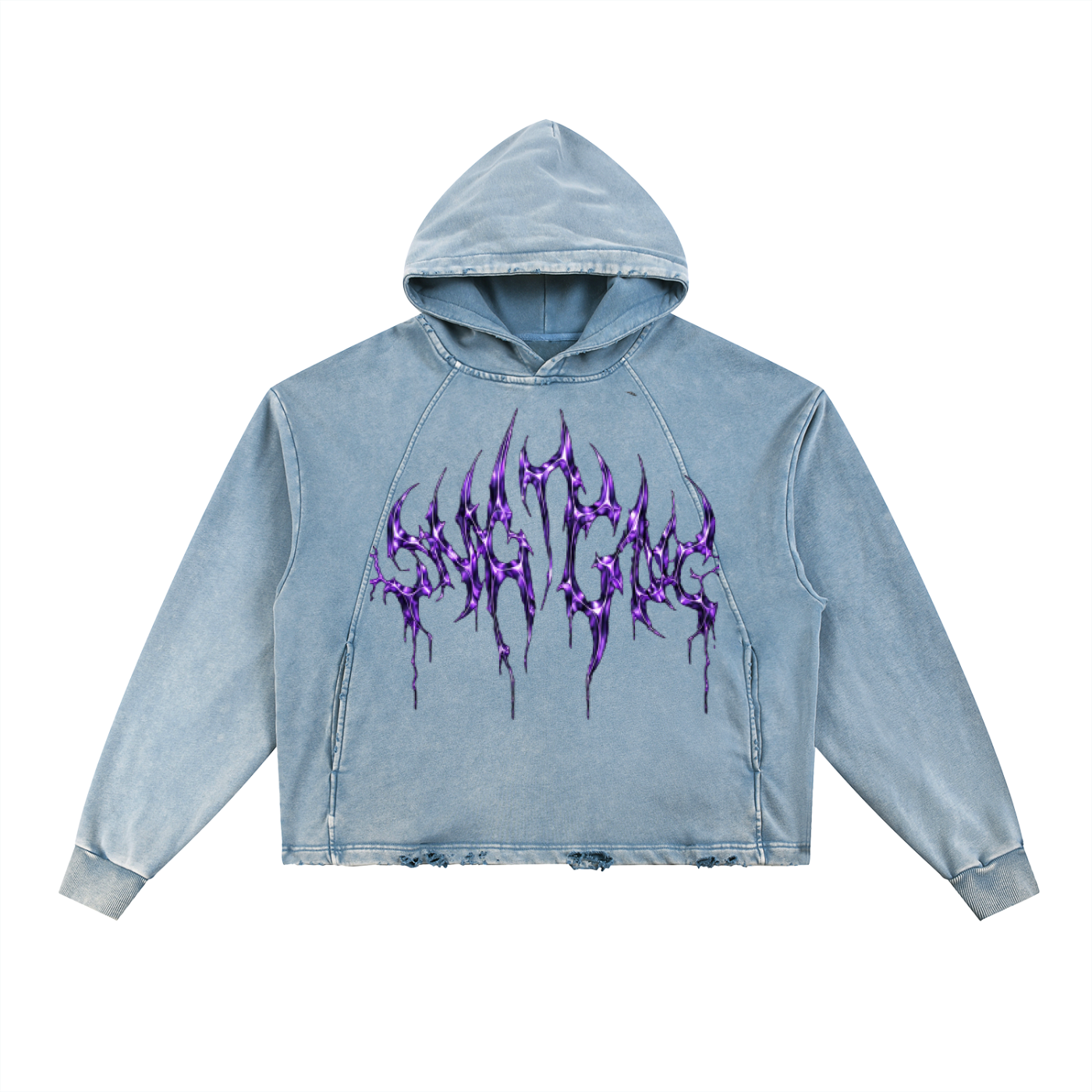 Vintage Washed Frayed-Hem Hoodie
