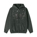 Snow Washed Zip-Through Fleece Hoodie