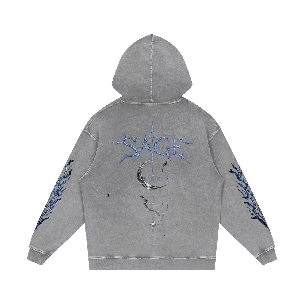 Snow Washed Loose Cotton Hoodie