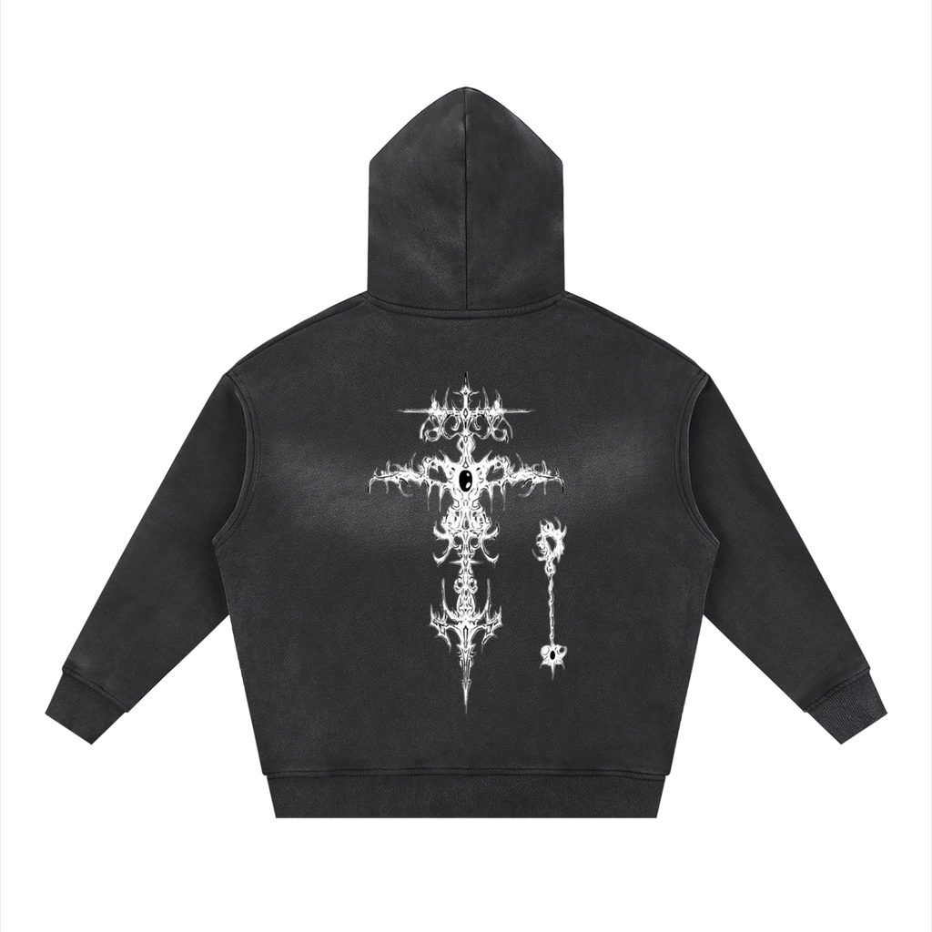 Sunfade Two-way Zipper Boxy Fleece Hoodie