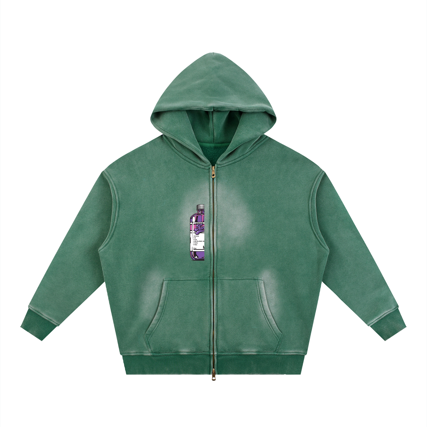Sunfade Two-way Zipper Boxy Fleece Hoodie