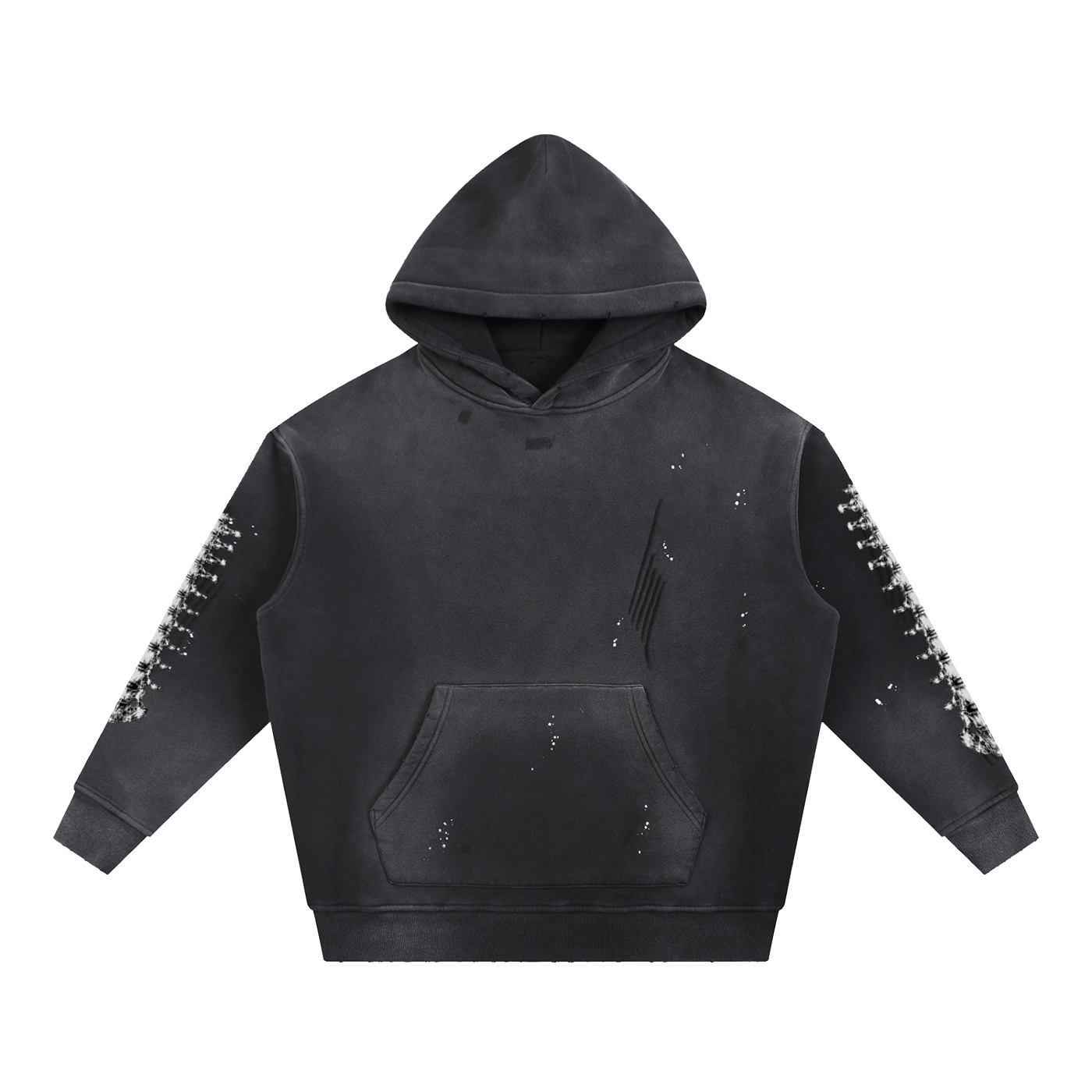 Vintage Washed Frayed Fleece Hoodie