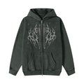 Snow Washed Zip-Through Fleece Hoodie