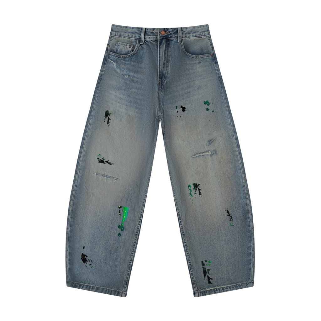 Men's Distressed Barrel Leg Jeans
