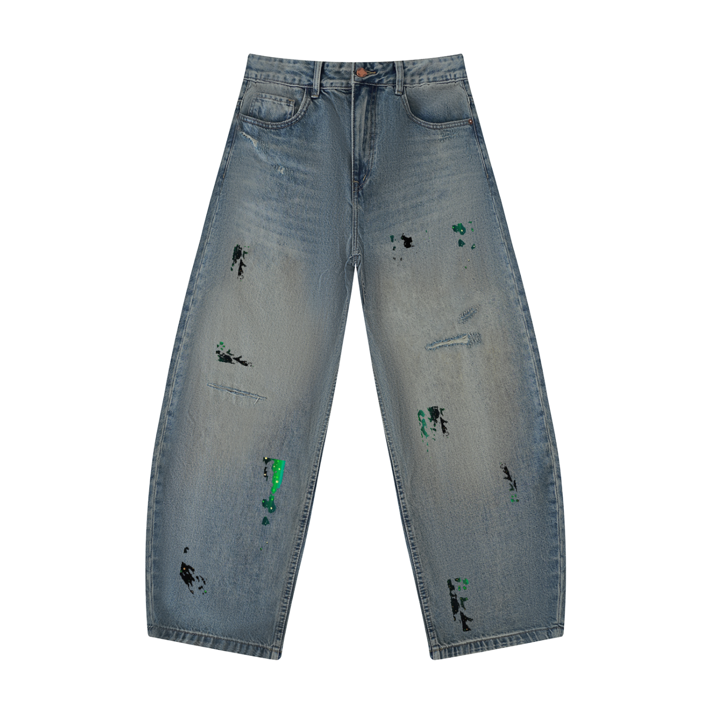 Men's Distressed Barrel Leg Jeans